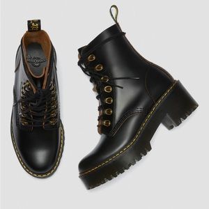Dr. Martens LEONA WOMEN'S VINTAGE SMOOTH LEATHER HEELED BOOTS